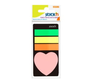 Zakładki indeksujące strzałki + karteczki serduszko neon, Stick'n
