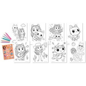 Zestaw do kolorowania 8 arkuszy + 6 kredek i naklejki Gabbys Dollhouse, Kids