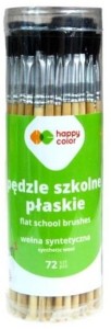Pędzle szkolne z wełny syntetycznej okrągłe nr 2,6,10 mix 72szt., Happy Color