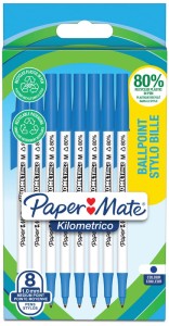 Długopis Kilometroco niebieski 8 sztuk Recycling, Paper Mate