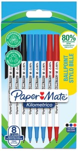 Długopis Kilometroco mix kolorów 8 sztuk Recycling, Paper Mate