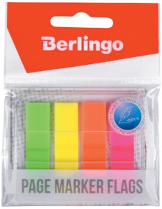 Zakładki indeksujące PP 4 kolory x 20 sztuk w dozowniku 45x12 mm, Berlingo