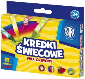 Kredki świecowe okrągłe 18 kolorów 3+, Astra