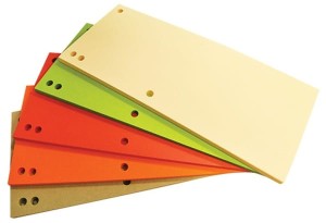 Przekładki karton, 1/3 A4, 235x105mm, 100szt, mix kolorów, Office Products