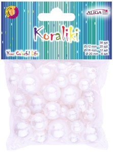 Koraliki plastikowe kulki perłowe 14 mm 60 sztuk, Aliga