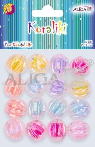 Koraliki plastikowe dekoracyjne 11 mm 16 sztuk MIX, Aliga