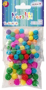 Koraliki plastikowe kulki kolorowe 10-12 mm 70 sztuk, Aliga