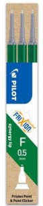 Wkłady ścieralne Pilot Frixion Point zielone 0,5 mm wymazywalne 3 sztuki