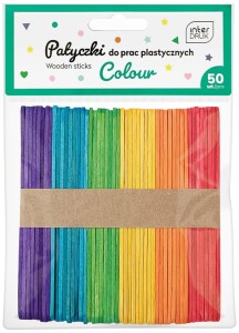 Patyczki drewniane kolorowe do prac plastycznych 113x10 mm 50 sztuk, Interdruk