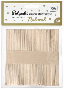 Patyczki drewniane naturalne 113 x 10 mm 50 sztuk,  Interdruk
