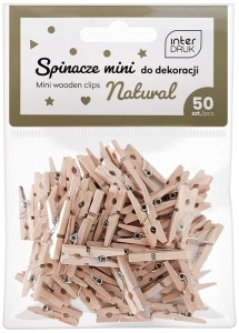Spinacze drewniane klamerki 2,5 cm 50 sztuk, Interdruk