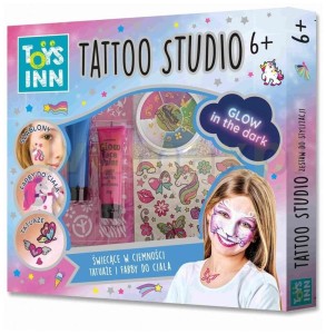 Zestaw Tattoo Studio Świecące w ciemności tatuaże + farbki, Stnux