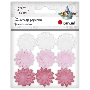 Kwiatki papierowe 2,5 cm 24 sztuki tonacja różowa, Craft-Fun