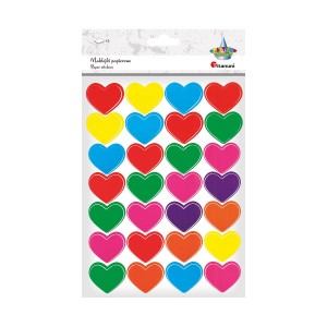 Naklejki serca kolore duże  34 x 28 mm 56 sztuk, Craft-Fun