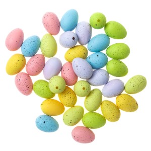 Jajeczka Wielkanicne 3 cm, 36 szt. tęczowe nakrapiane, Dp Craft