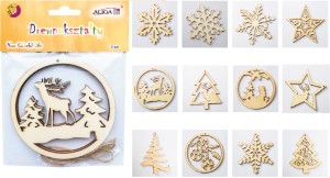 Kształty drewniane zawieszki 2 sztuki 10 cm CDX-3600, Aliga