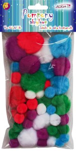 Pompony kolorowe mix wielkości 50 sztuk, Aliga
