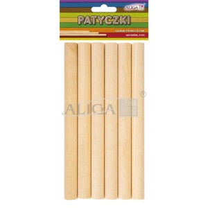 Patyczki drewniane naturalne okrągłe 150x12,5 mm 6 sztuk, Aliga