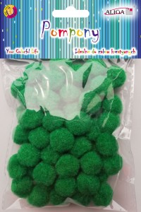 Pompony zielone 2 cm 60 sztuk, Aliga