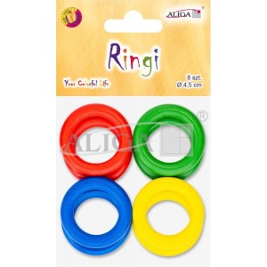 Ringi drewniane kolorowe do makramy 4,5 cm 8 sztuki, Aliga