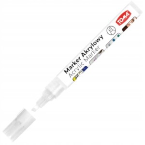 Marker akrylowy ścięty biały 1-5 mm, Toma