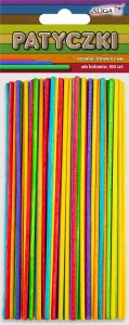 Patyczki drewniane okrągłe kolorowe 150x2 mm 100 sztuk, Aliga