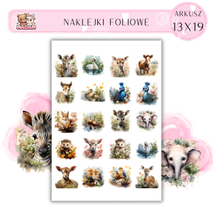 Naklejki Foliowe Zwierzęta z kwiatami 13x19, Madam