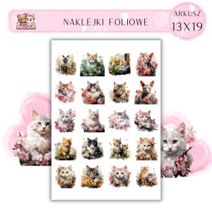 Naklejki Foliowe Koty i Kwiaty 13x19, Madam