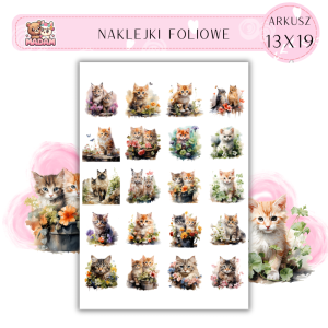 Naklejki Foliowe Koty i Kwiaty 13x19, Madam