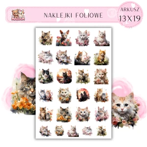 Naklejki Foliowe Koty i Kwiaty 13x19, Madam