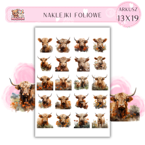 Naklejki Foliowe Krowa Górska 13x19, Madam