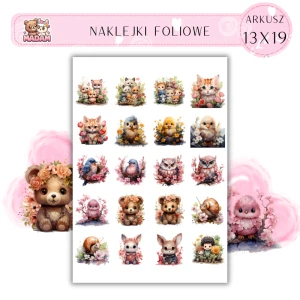 Naklejki Foliowe Zwierzęta i Dzieci w kwiatach 13x19, Madam