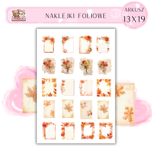 Naklejki Foliowe Jesienne Kartki 13x19, Madam