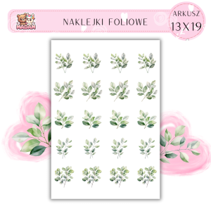 Naklejki Foliowe Zielone Liście 13x19, Madam