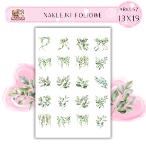 Naklejki Foliowe Zielone Liście 13x19, Madam