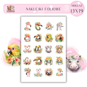 Naklejki Foliowe Zwierzęta w kwiatach 13x19, Madam