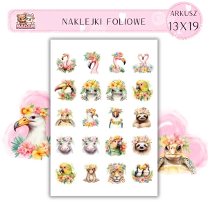 Naklejki Foliowe Zwierzęta w Kwiatach 13x19, Madam