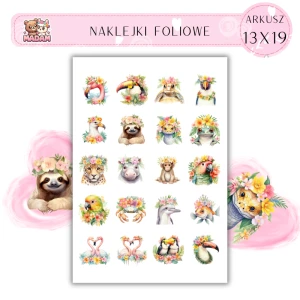 Naklejki Foliowe Zwięrzęta w kwiatach 13x19, Madam