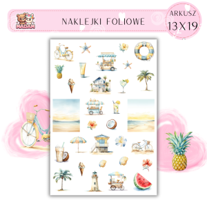 Naklejki Foliowe Wakacje Plaża 13x19, Madam