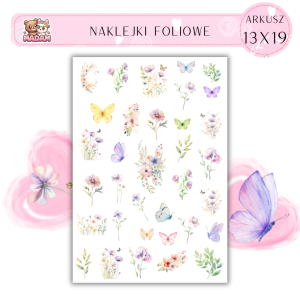 Naklejki Foliowe Wiosna Kwiaty Motyle 13x19, Madam