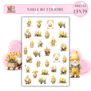 Naklejki Foliowe Żółte Gnomy 13x19, Madam