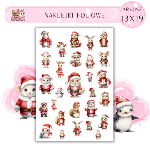 Naklejki Foliowe Boże Narodzenie Zwierzęta 13x19, Madam