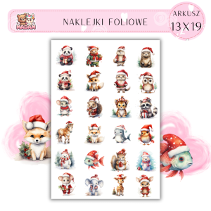 Naklejki Foliowe Boże Narodzenie Zwierzęta 13x19, Madam