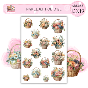 Naklejki Foliowe Kosze Kwiatów 13x19, Madam