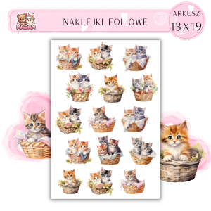 Naklejki Foliowe Słodkie Koty w koszach 13x19, Madam