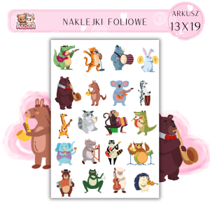 Naklejki Foliowe Muzyczne Zwierzęta 13x19, Madam