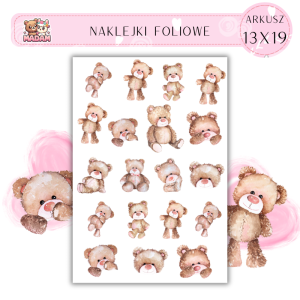 Naklejki Foliowe Misie Przytulanki 13x19, Madam