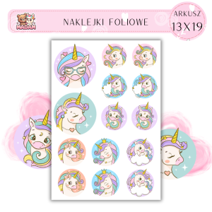 Naklejki Foliowe Jednorożce 13x19, Madam