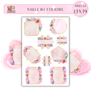 Naklejki Foliowe Kwiatowe Ramki 13x19, Madam