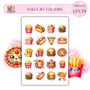 Naklejki Foliowe Kawaii Jedzenie Fast Food 13x19, Madam